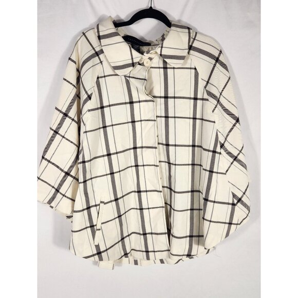 Apostrophe Womens Plus Cape Jacket Windowpane Old Money Preppy 20/22W - Picture 1 of 8